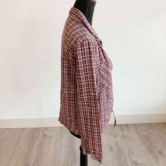 Vintage Langtry NWT Deadstock Plaid Tie Waist Plaid Pullover Shirt Top Large - Picture 4 of 9